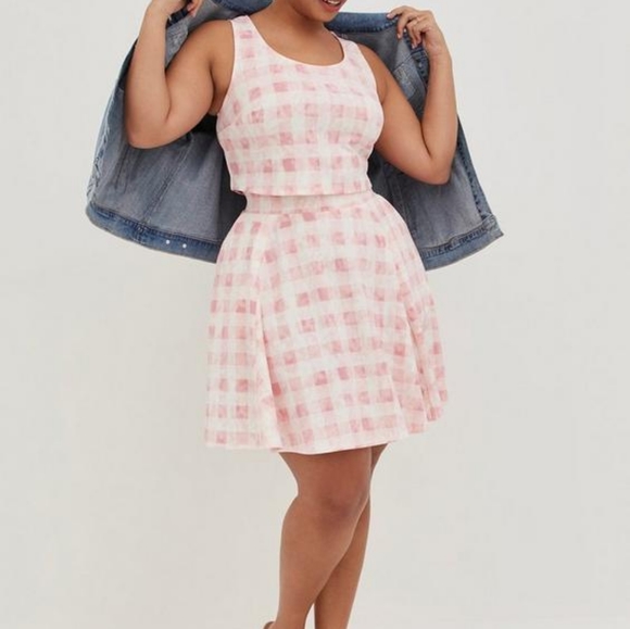 Torrid Pink Plaid Mini Scuba Set Size 2x - Picture 1 of 9